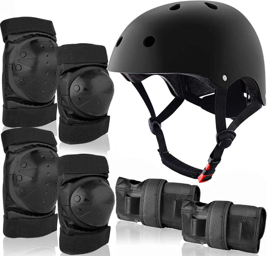 7 Pcs Skatboarding Protective Gear Set for Kids Knee Wrist Guard Elbow Pads